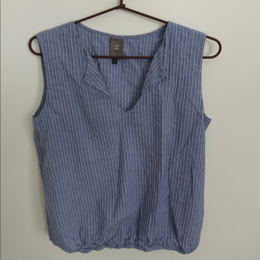 Anne Wille Pin-stripe Sleeveless Blouse